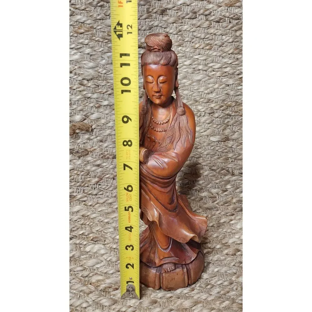 Antique Chinese Hand Carved Hardwood Kwanyin Guanyin 12